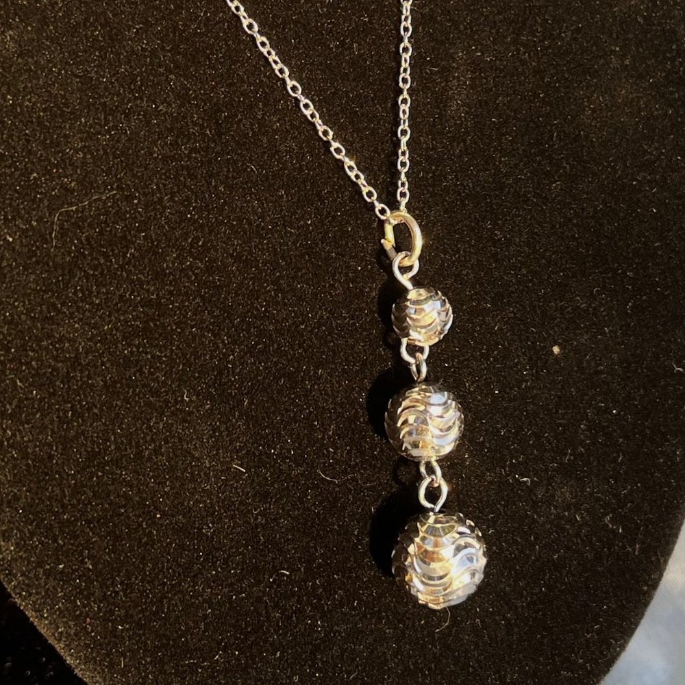 Silver graduated globe necklace 925 - Picture 3 of 5